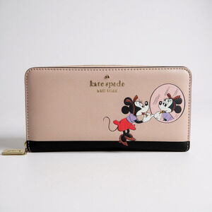 Kate Spade Disney Minnie Mouse Wallet Pale Vellum Multi WLR00284 Zip Leather